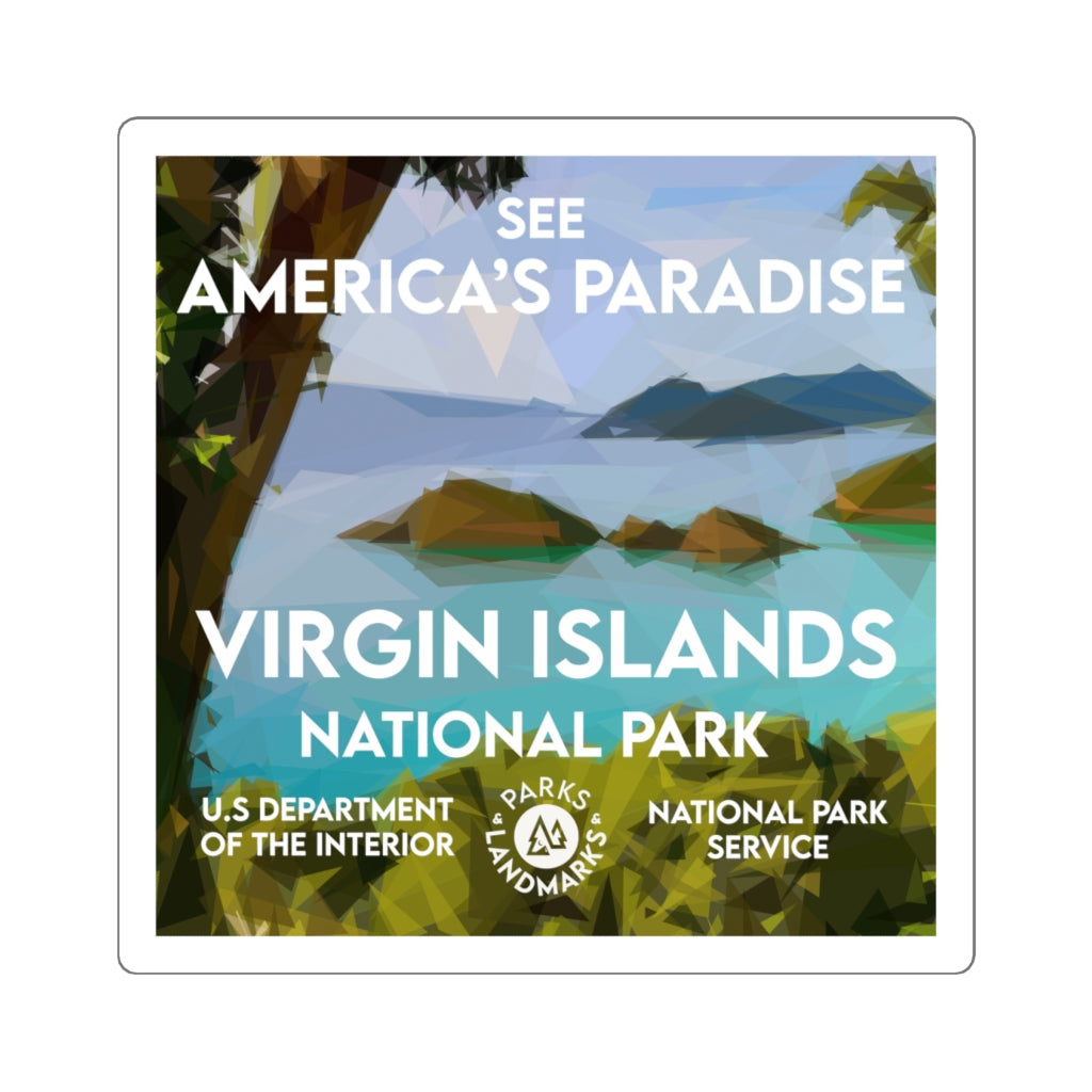 Virgin Islands National Park Square Sticker - WPA Style