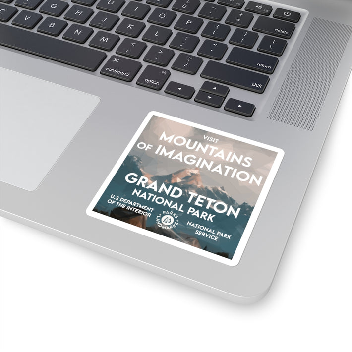 Grand Teton National Park Square Sticker - WPA Style