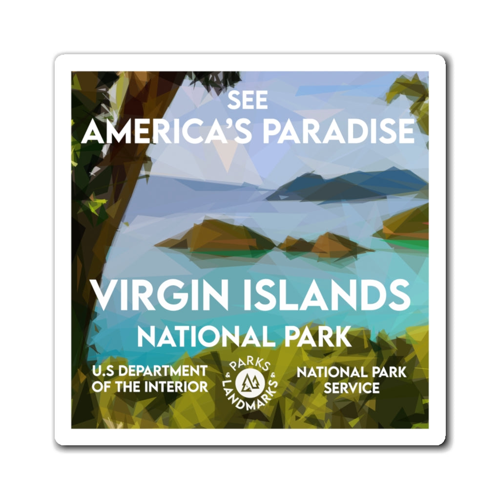 Virgin Islands National Park Square Sticker - WPA Style