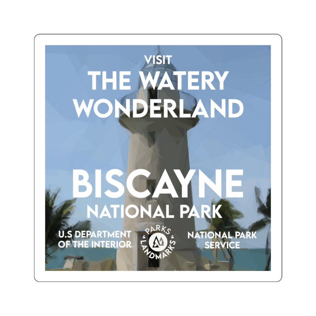 Biscayne National Park Square Sticker - WPA Style