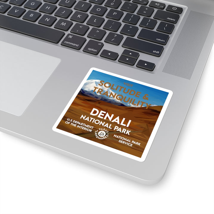 Denali National Park Square Sticker - WPA Style