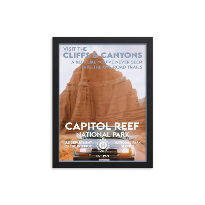 Capitol Reef National Park Poster (Framed) - Off Road - WPA Style