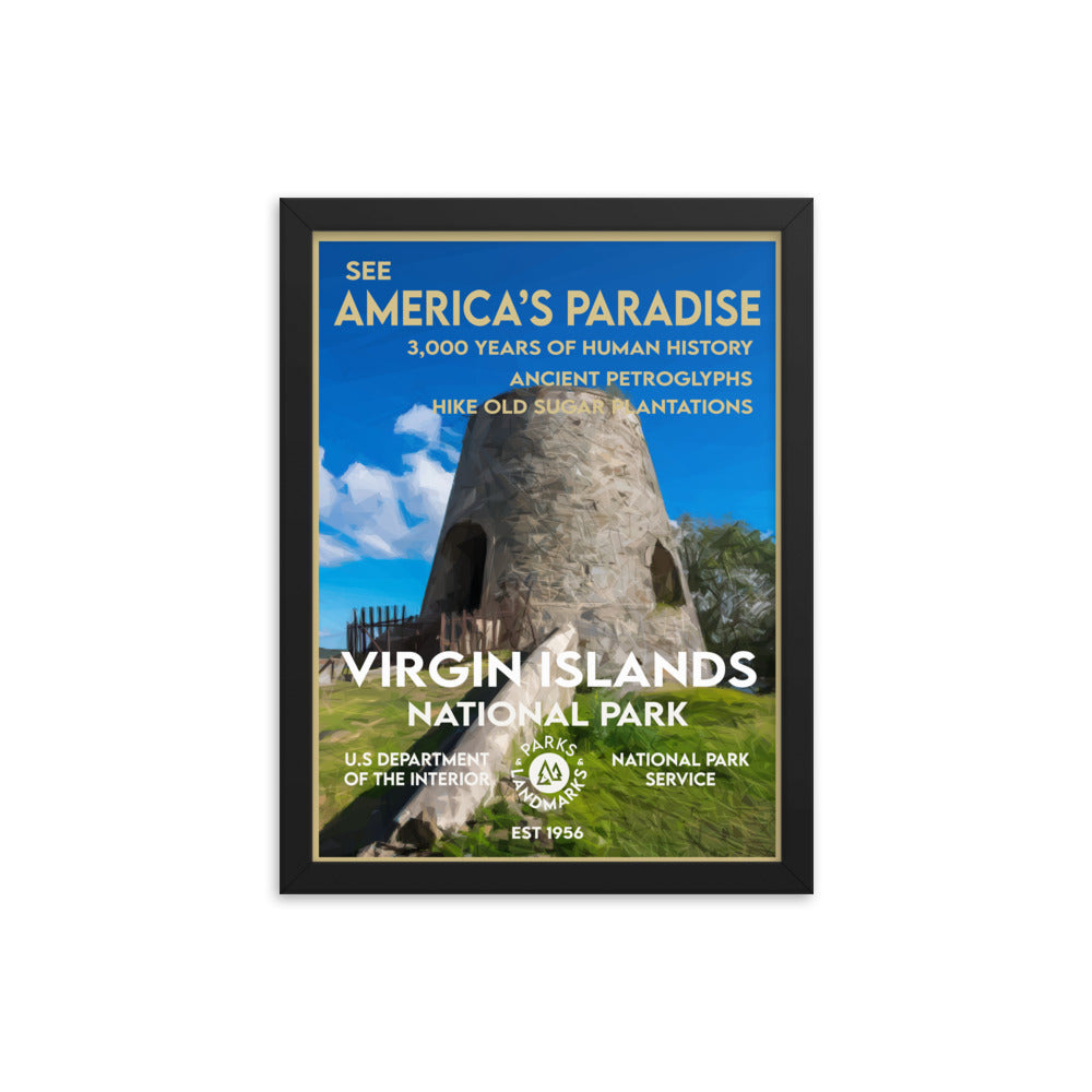 Virgin Islands National Park Poster (Framed) - WPA Style