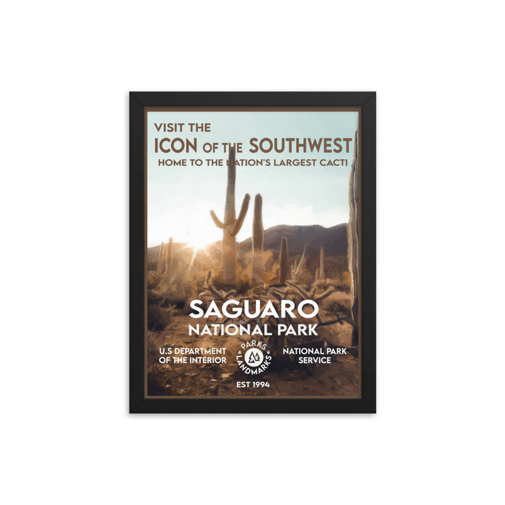 Saguaro National Park Poster (Framed) - WPA Style