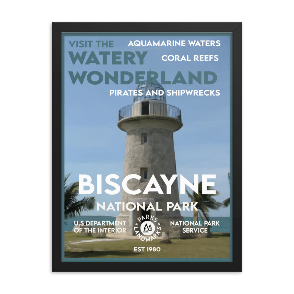 Biscayne National Park Poster (Framed) - WPA Style