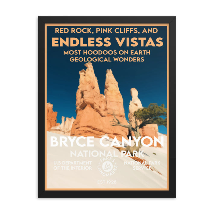 Bryce Canyon National Park Poster (Framed) - WPA Style