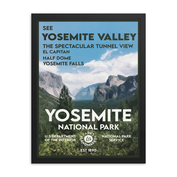 Yosemite National Park Poster (Framed) - WPA Style