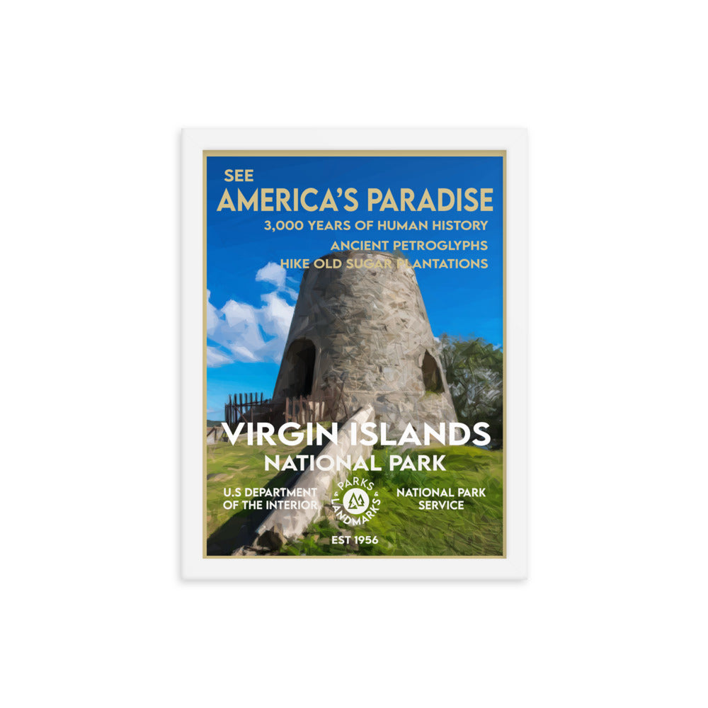 Virgin Islands National Park Poster (Framed) - WPA Style