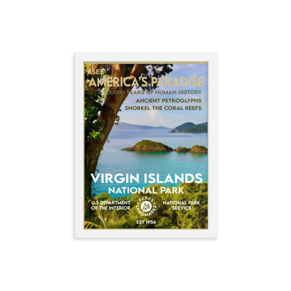 Virgin Islands National Park Poster (Framed) - Paradise - WPA Style