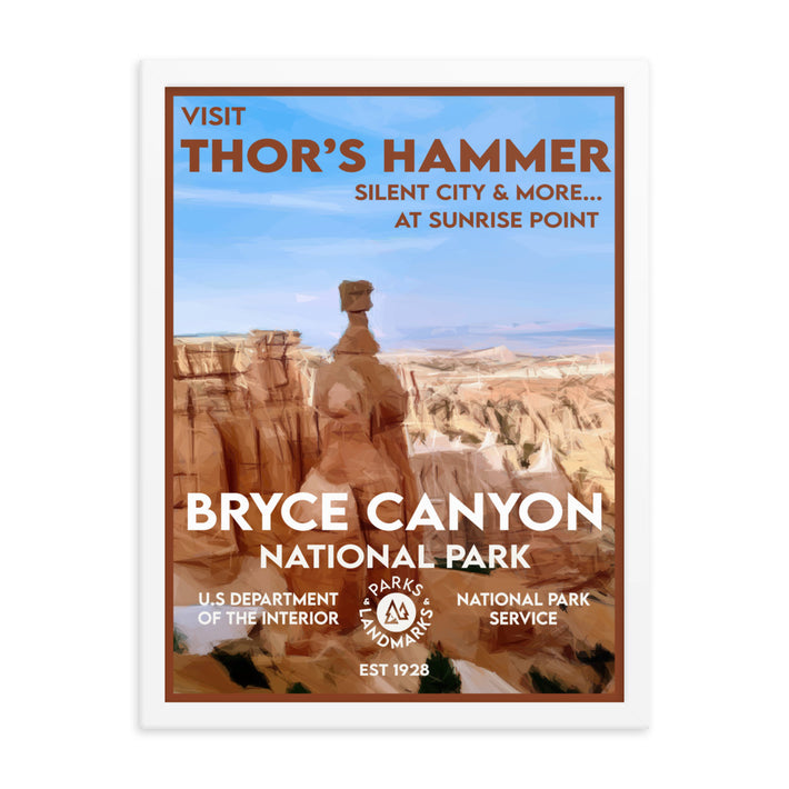 Bryce Canyon National Park Poster (Framed) - Thors Hammer - WPA Style