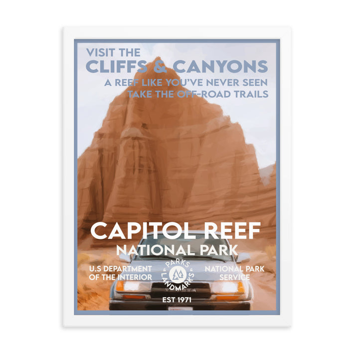 Capitol Reef National Park Poster (Framed) - Off Road - WPA Style