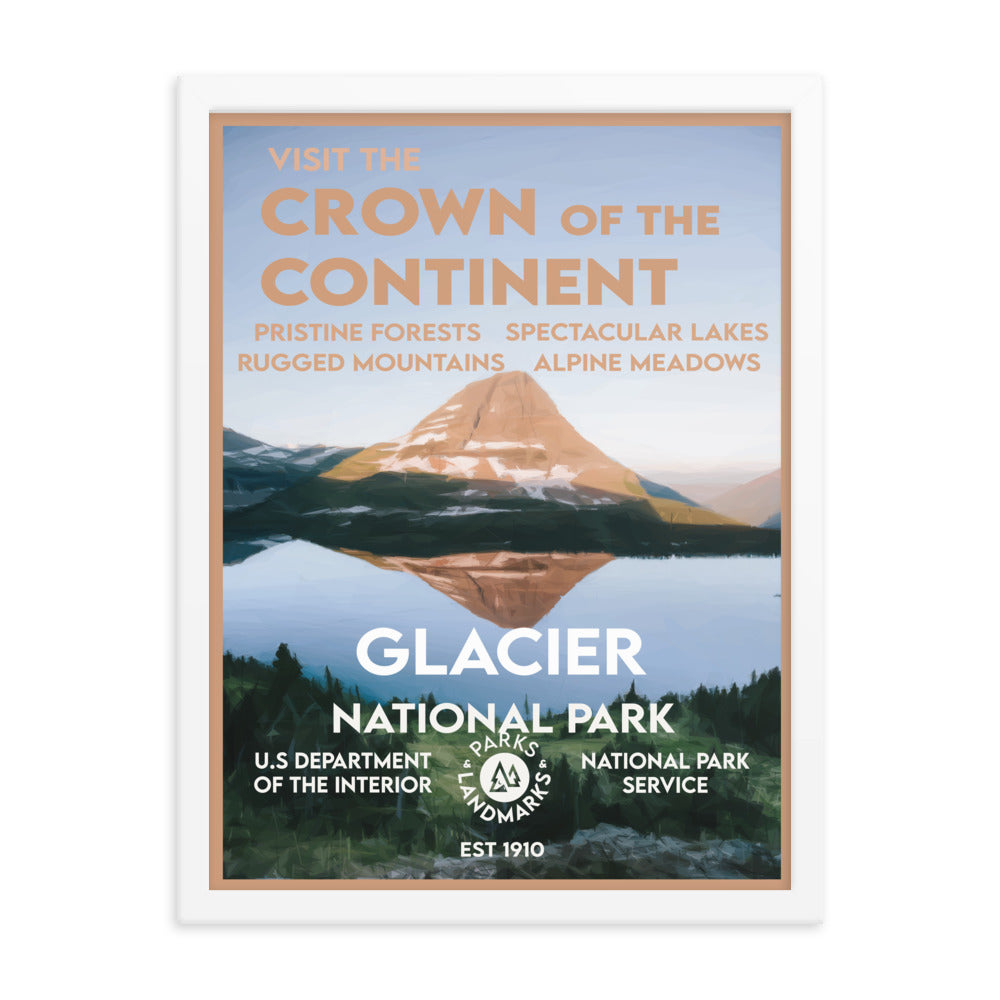 Glacier National Park Poster (Framed) - WPA Style