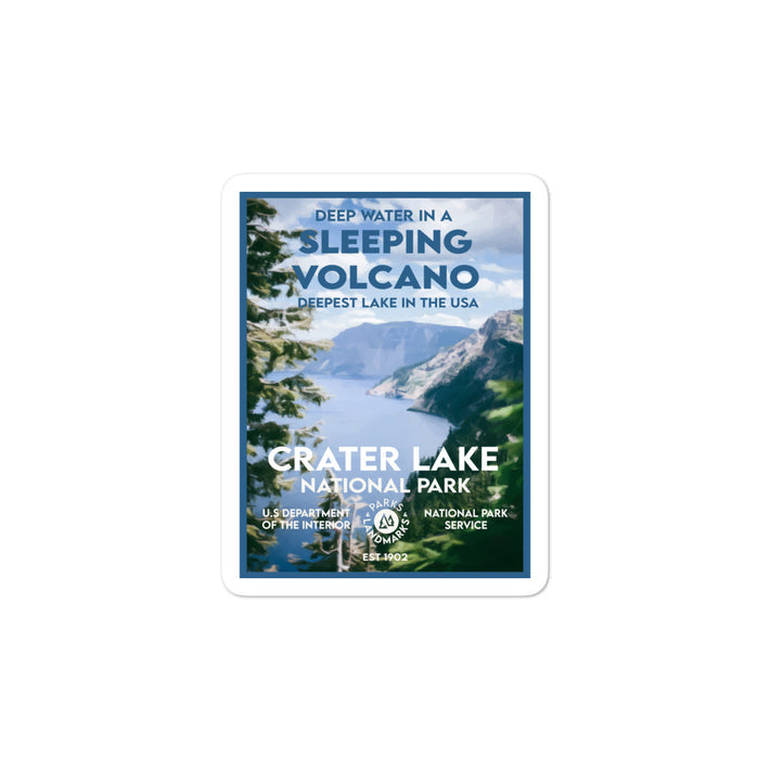 Crater Lake National Park Sticker - WPA Style