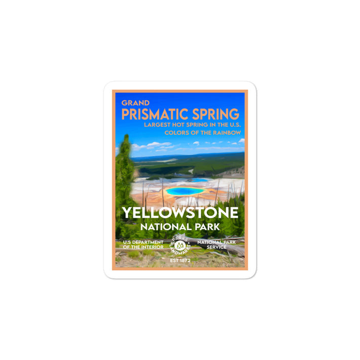 Yellowstone National Park Sticker - Prismatic Spring - WPA Style
