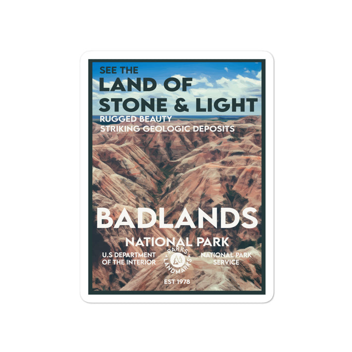 Badlands National Park Poster Sticker WPA Style