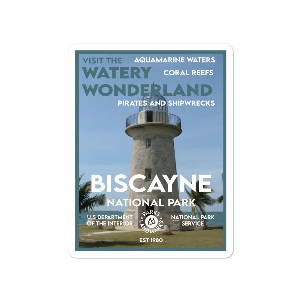 Biscayne National Park Poster Sticker - WPA Style