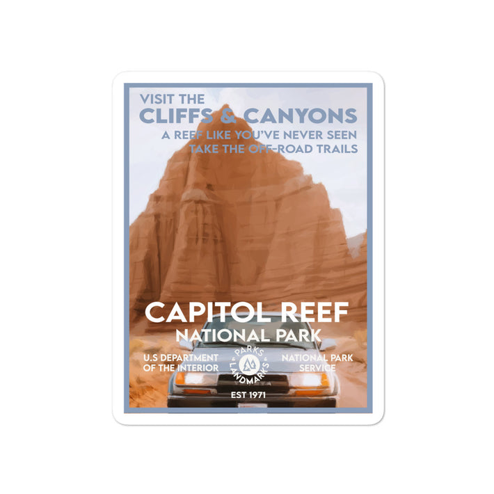 Capitol Reef National Park Sticker - Off Road - WPA Style