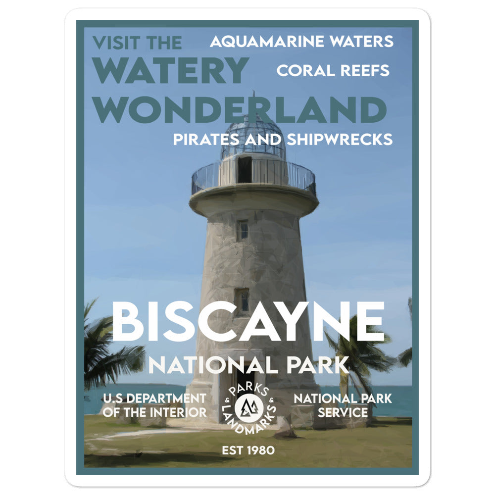 Biscayne National Park Poster Sticker - WPA Style