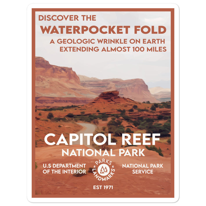 Capitol Reef National Park Poster Sticker - WPA Style