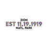 Zion National Park Sticker - Established Line