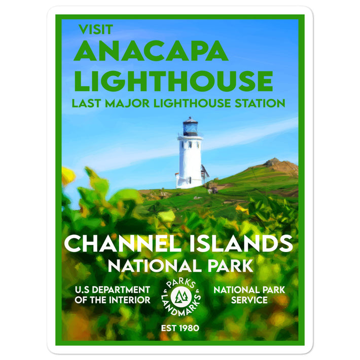 Channel Islands National Park Sticker - Light House - WPA Style