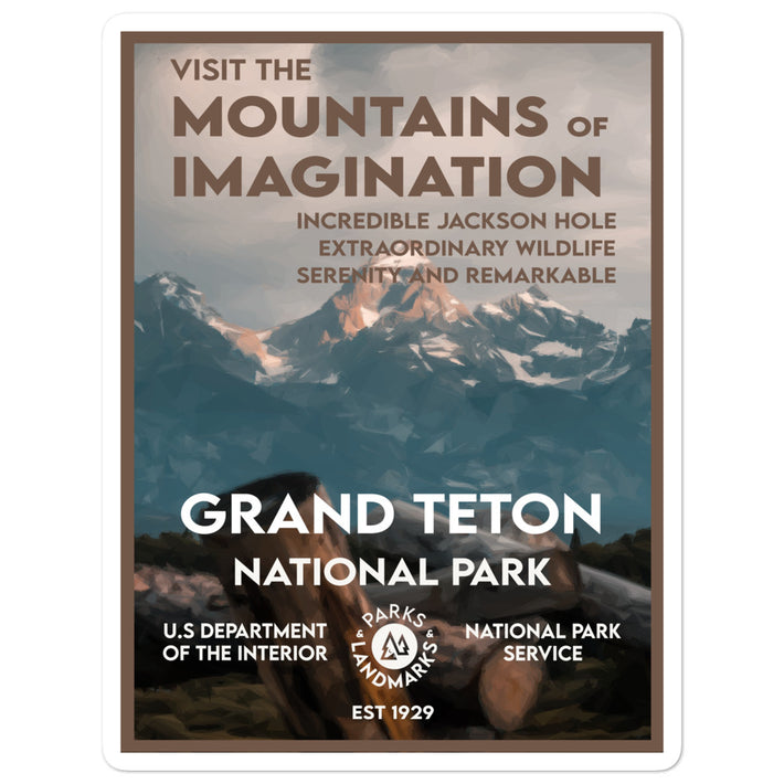 Grand Teton National Park Sticker - WPA Style