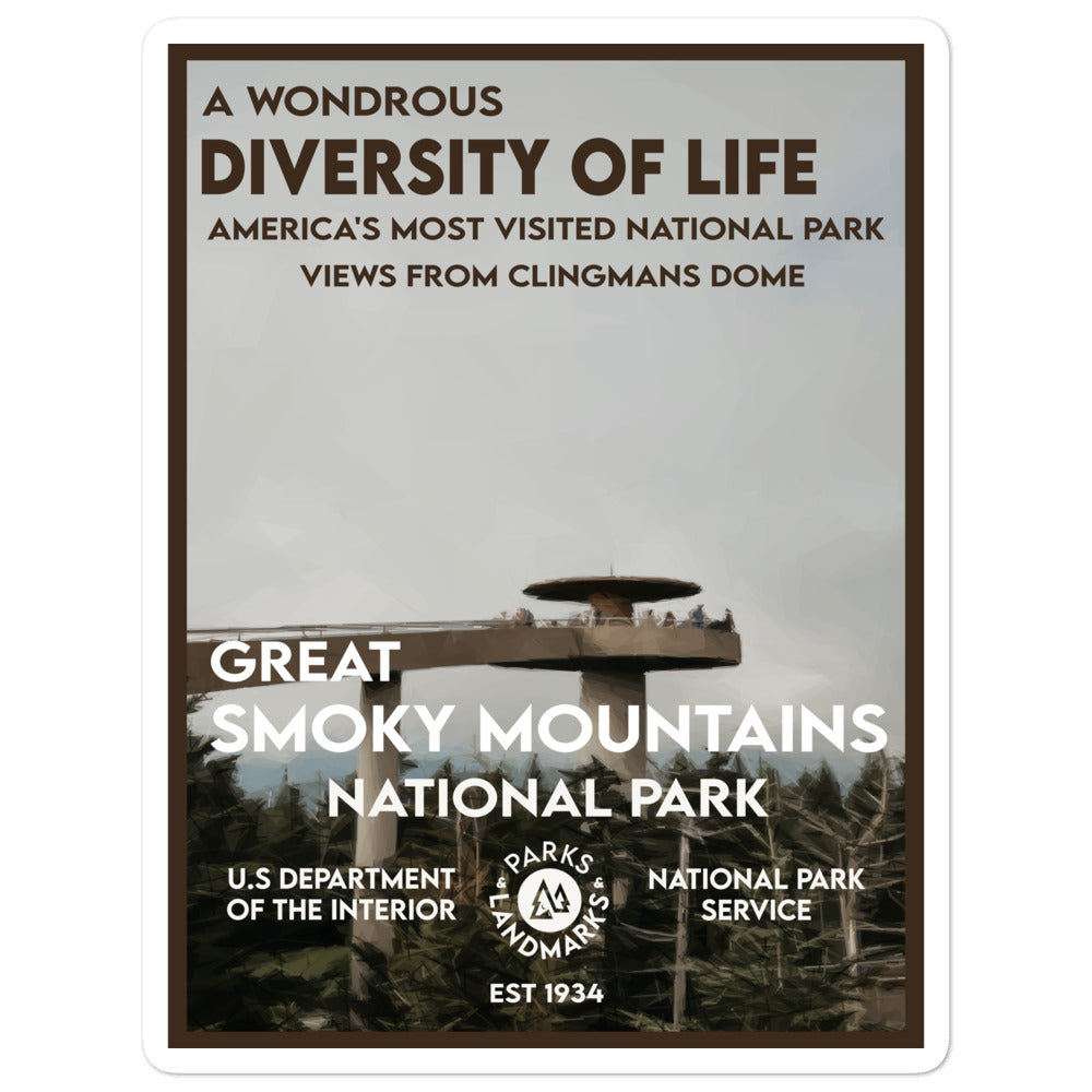 Great Smoky Mountains National Park Sticker - WPA Style