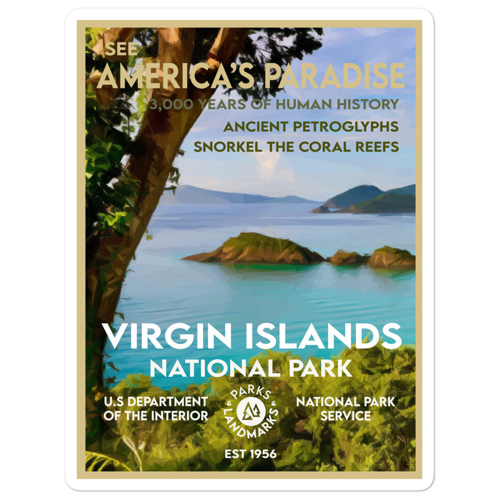 Virgin Islands National Park Sticker - Paradise - WPA Style