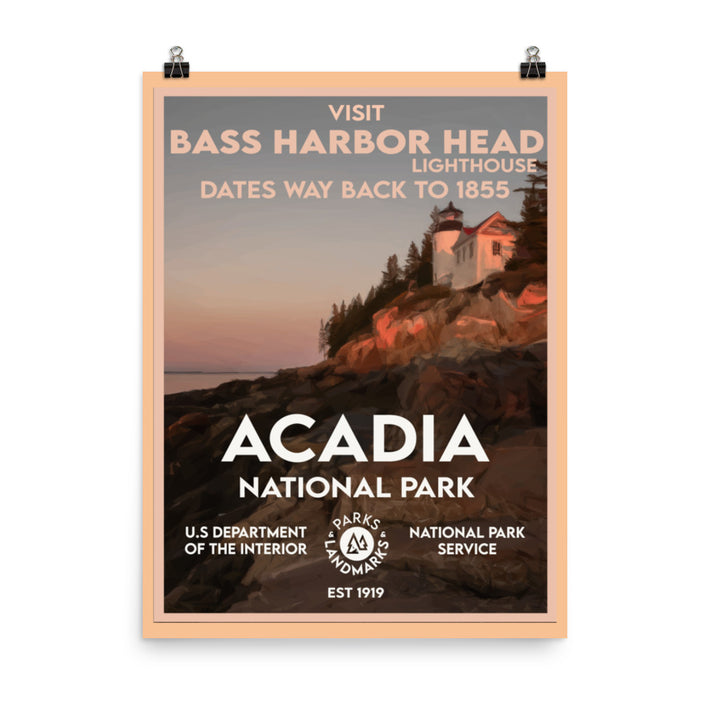 Acadia National Park Poster - Bass Harbor Head WPA Style