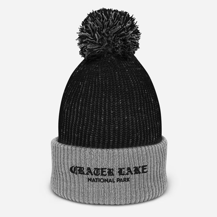 Crater Lake “Park Ages” Speckled Embroidered Pom Beanie