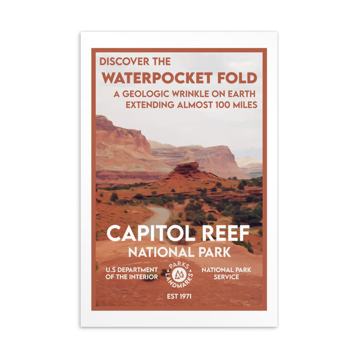 Capitol Reef National Park Post Card - WPA Style