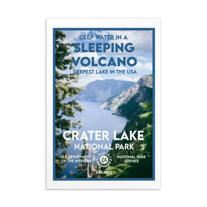 Crater Lake National Park Post Card - WPA Style