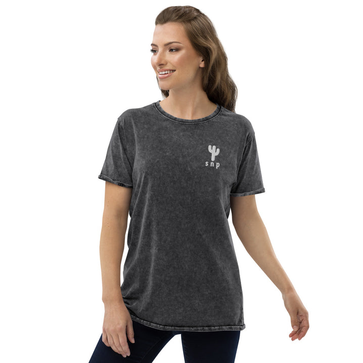 SNP Happy Cactus Shirt - Saguaro National Park Embroidered Vintage Denim Shirt