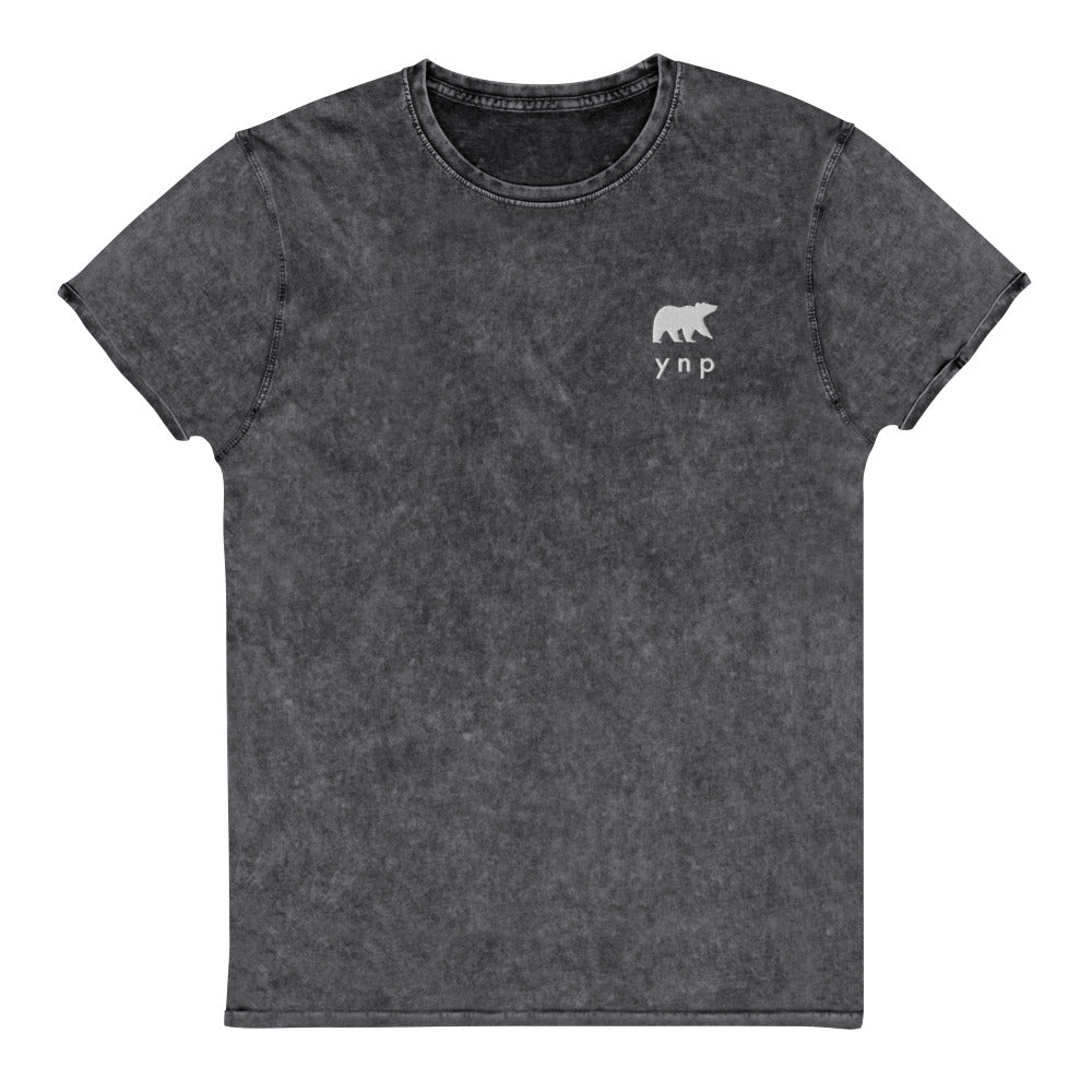 YNP Happy Bear Shirt - Yellowstone National Park Embroidered Vintage Denim Shirt
