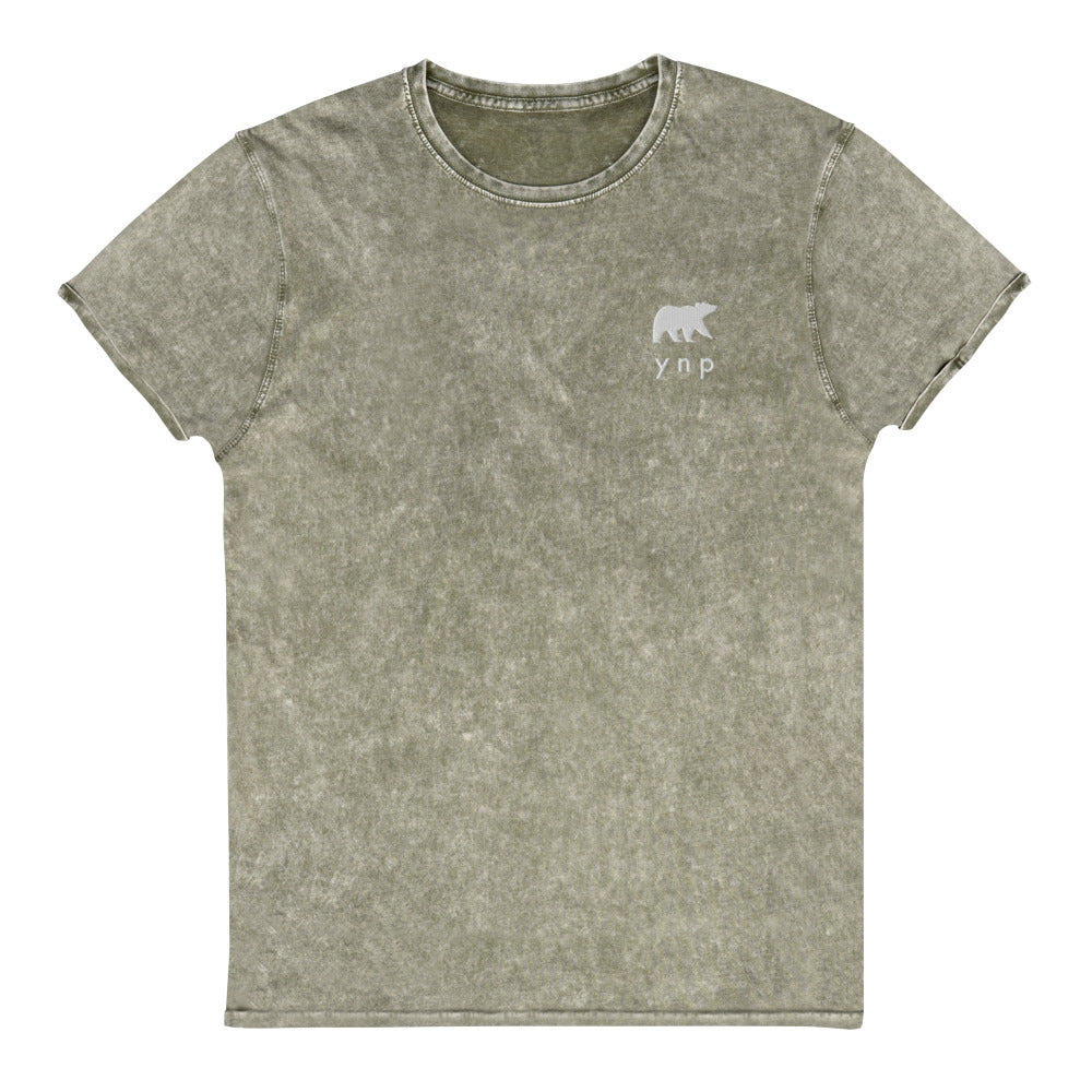 YNP Happy Bear Shirt - Yellowstone National Park Embroidered Vintage Denim Shirt