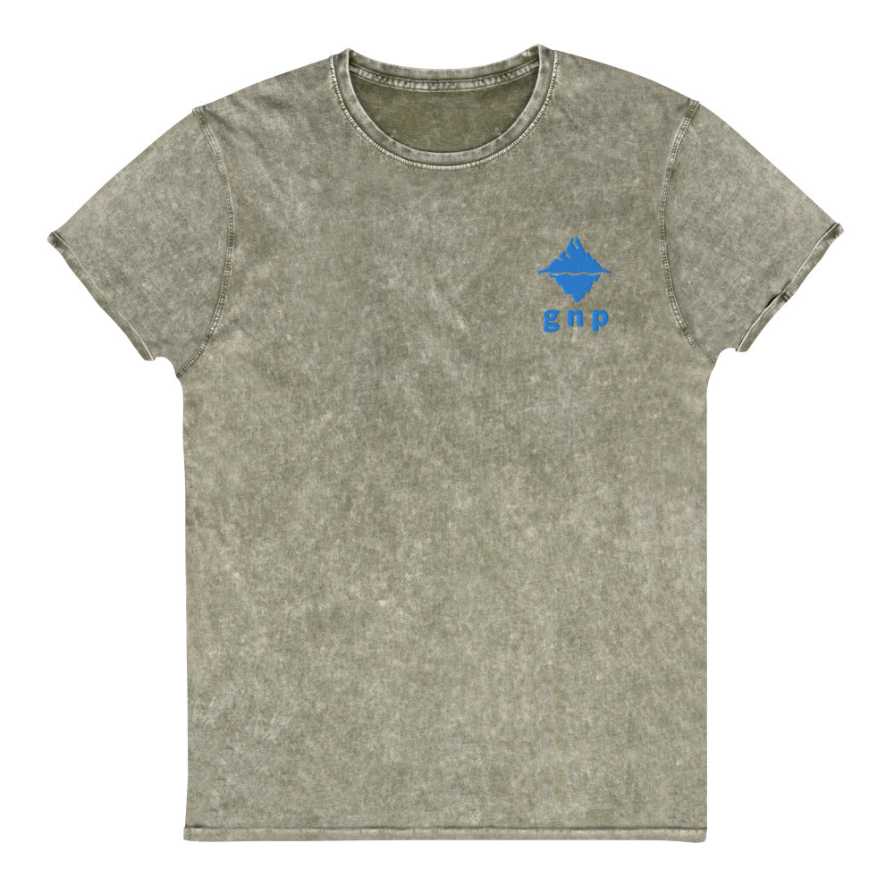 GNP Happy Glacier Shirt - Glacier National Park Embroidered Vintage Denim Shirt