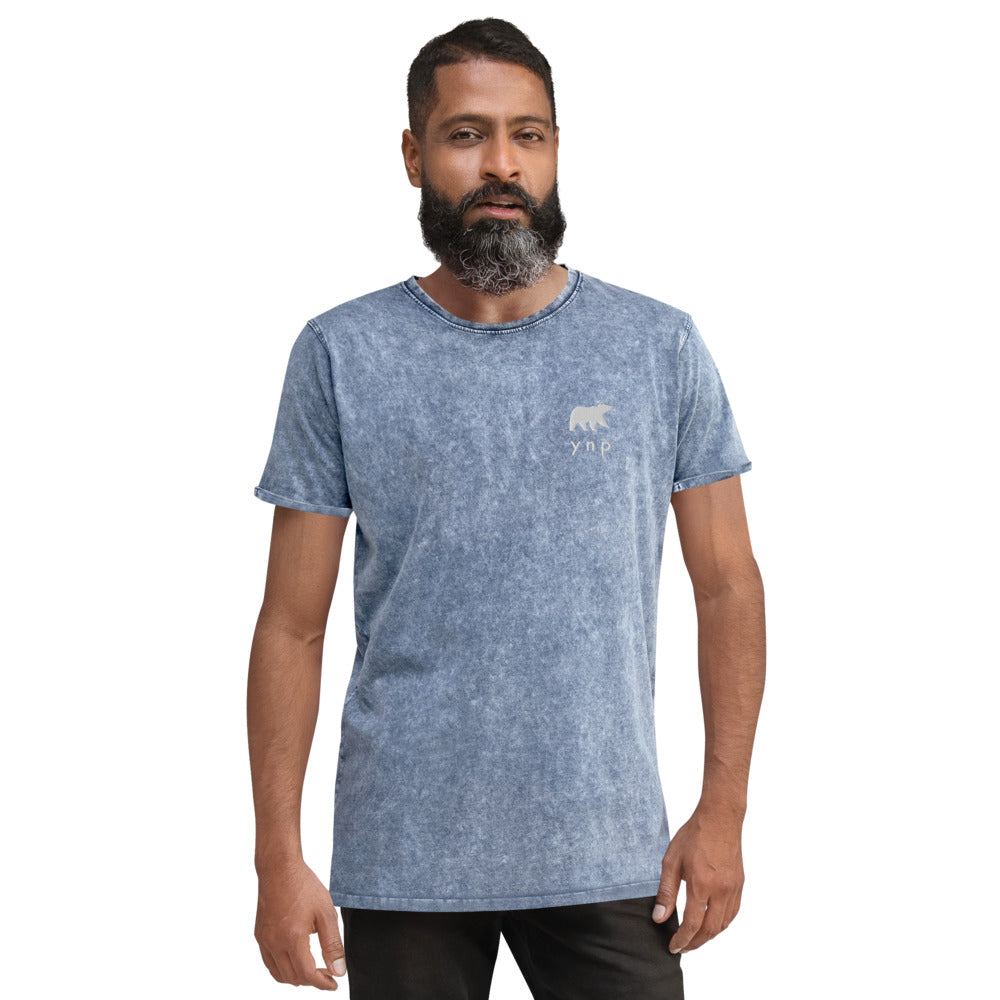 YNP Happy Bear Shirt - Yellowstone National Park Embroidered Vintage Denim Shirt