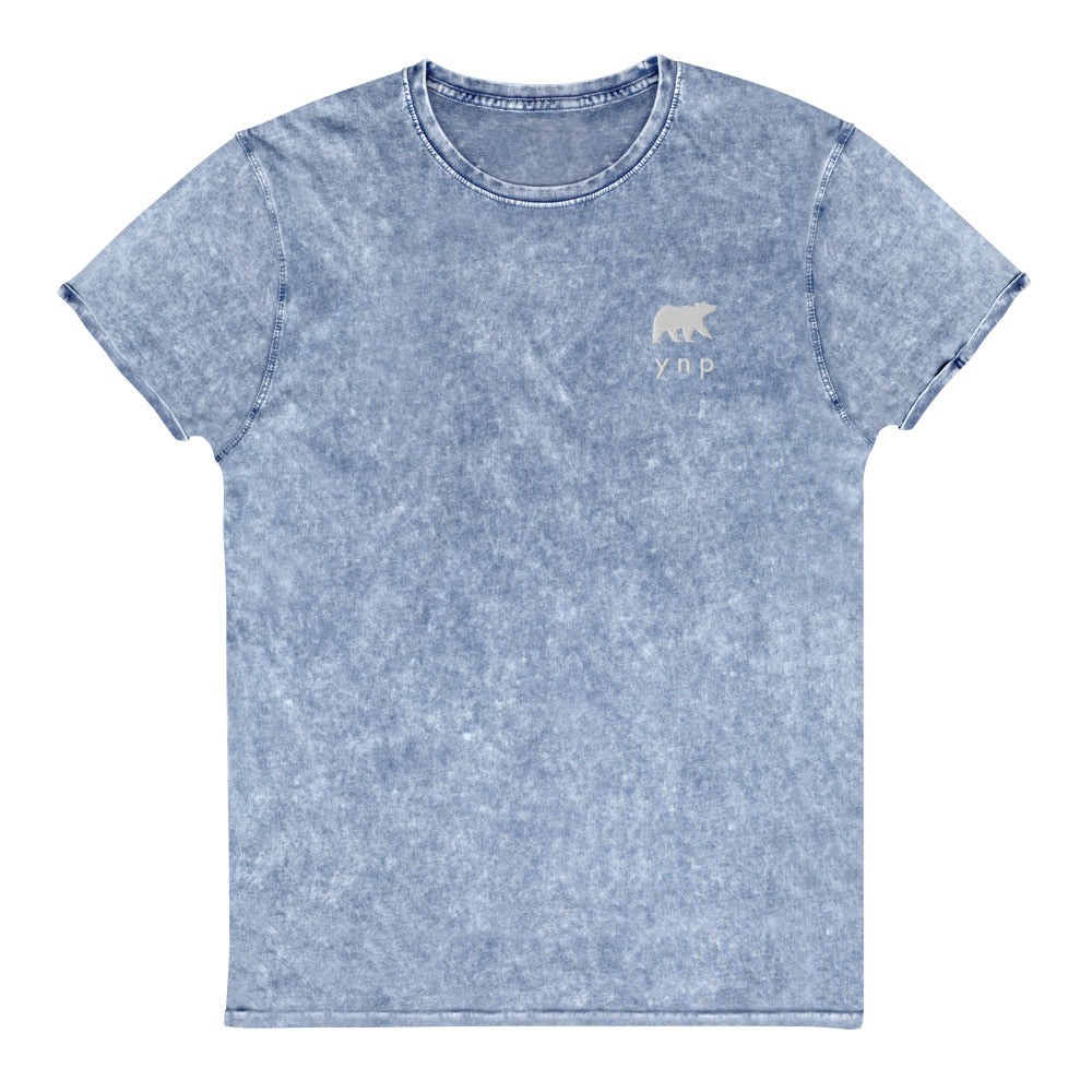 YNP Happy Bear Shirt - Yellowstone National Park Embroidered Vintage Denim Shirt