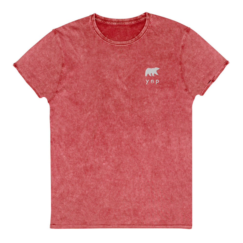 YNP Happy Bear Shirt - Yellowstone National Park Embroidered Vintage Denim Shirt