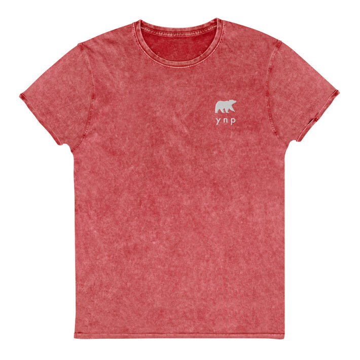 YNP Happy Bear Shirt - Yellowstone National Park Embroidered Vintage Denim Shirt