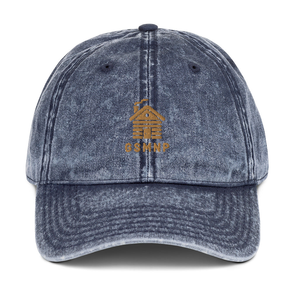 GSMNP Happy Cabin Dad Hat - Great Smoky Mountains National Park Embroidered Vintage Cap